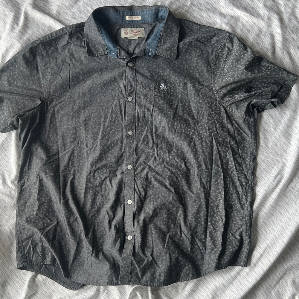 Original Penguin Charcoal and Light Gray Button Down Shirt